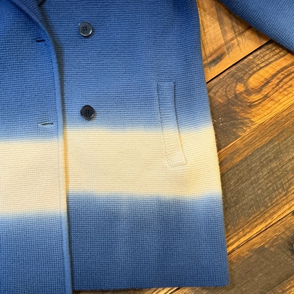Tory Burch Ombre Gradient Double Breasted Wool Jacket Blue White Size M - Picture 8 of 14